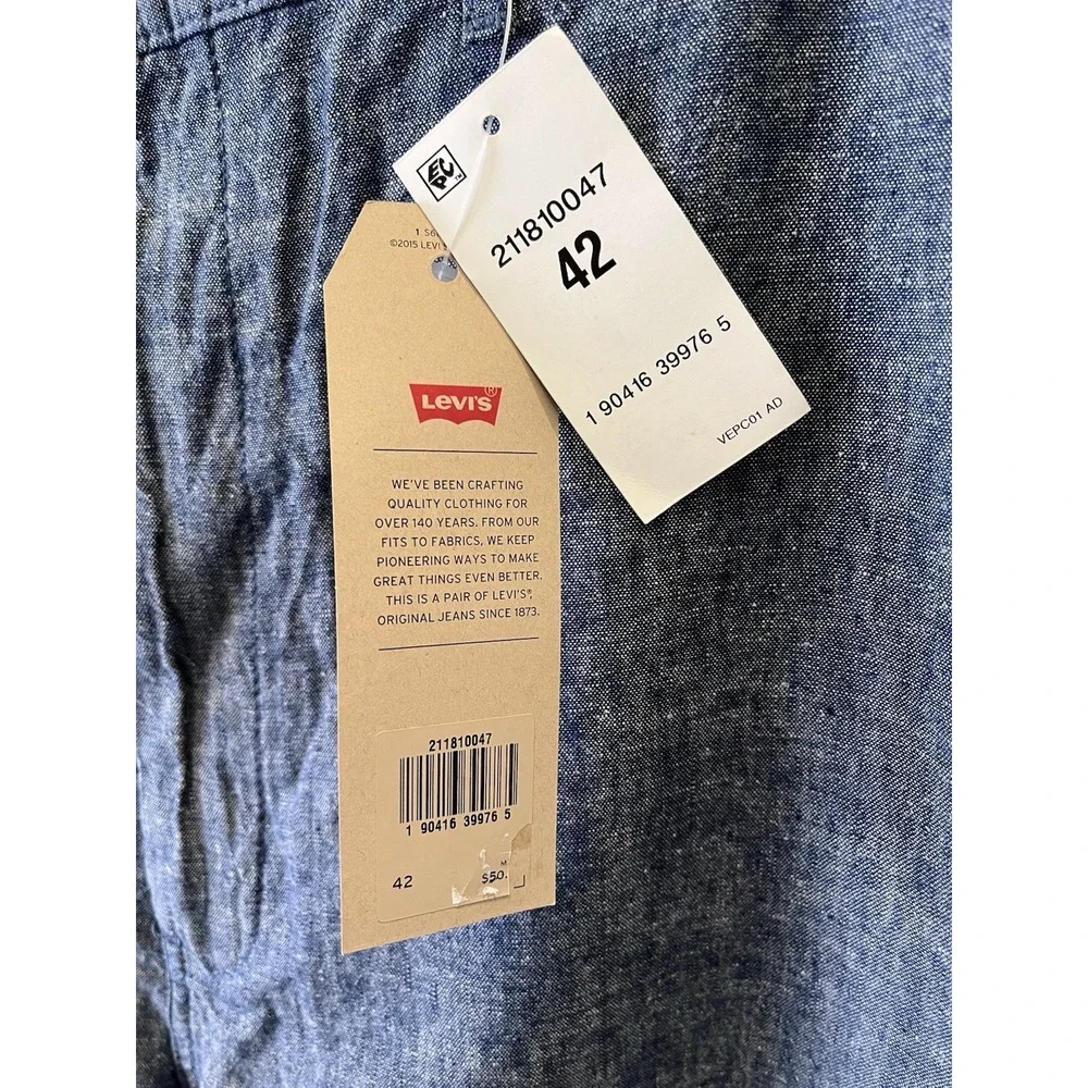NWT Levis Shorts Mens 42 Blue Straight Fit Chino‎ Flat Front 10